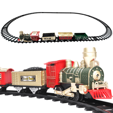 Children's small train track toys electric lights music